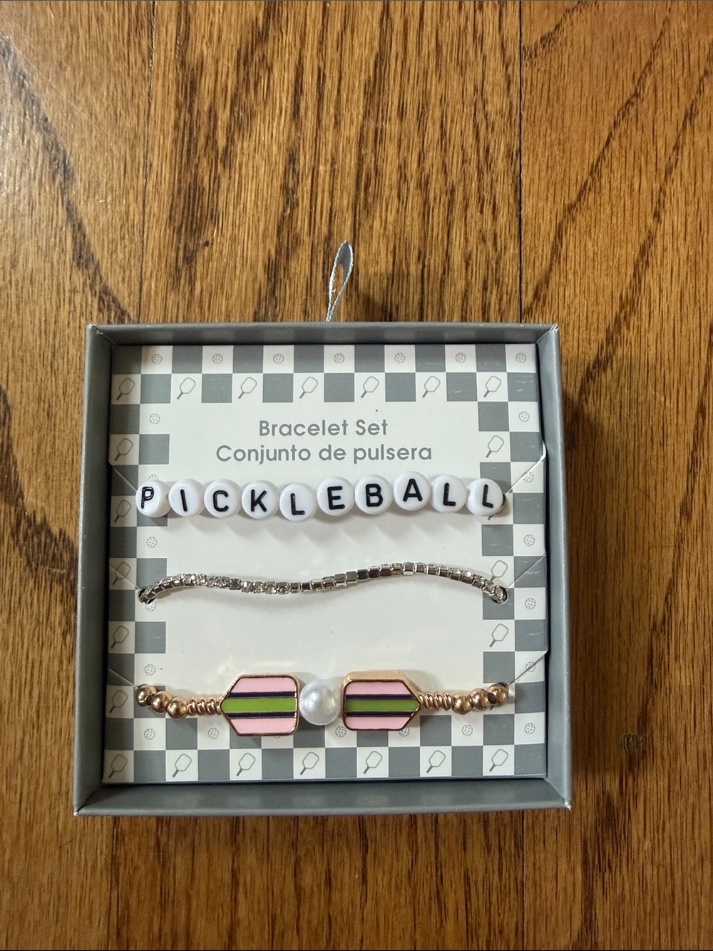 Pickleball Bracelet Set - Pink, Green, Gold
